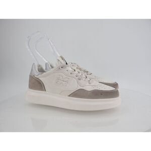 John Richmond Low Top Distressed Sneaker Size 41 10.5 White Tan Leather Lace Up
